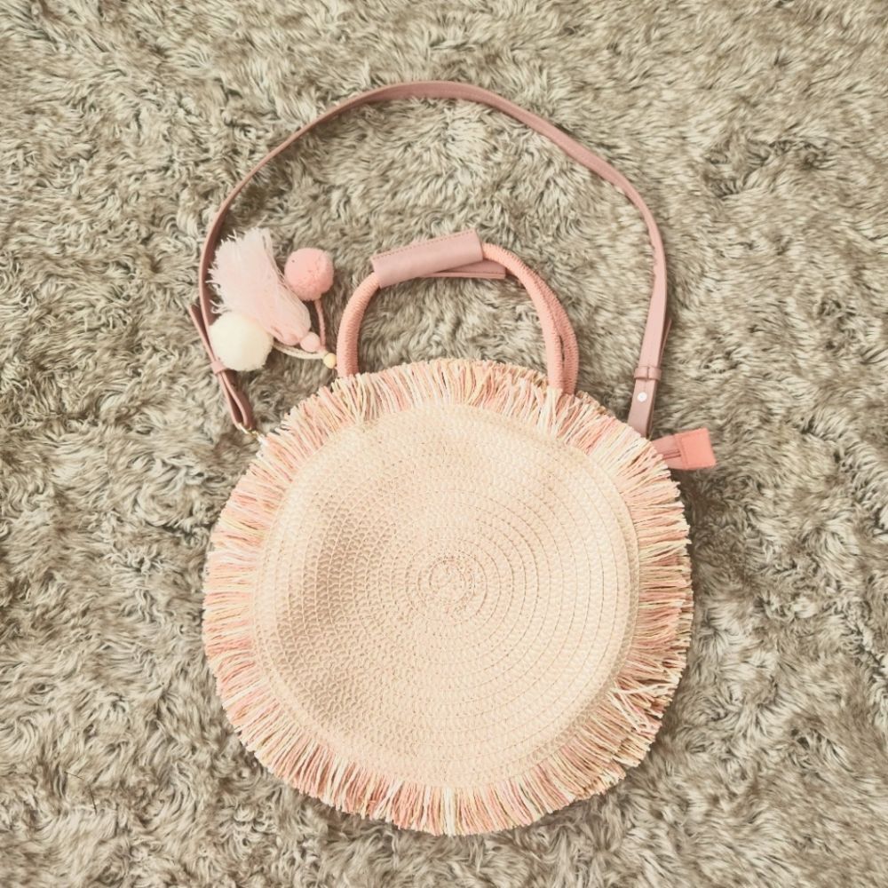 Most Wanted Design by Carlos Souza Women's Circle Straw Bag‎ Pink
